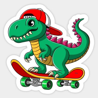 T rex dinosaur on skateboard Sticker